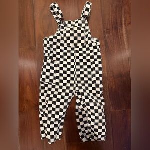 Black and White Checkered Kids Overalls
